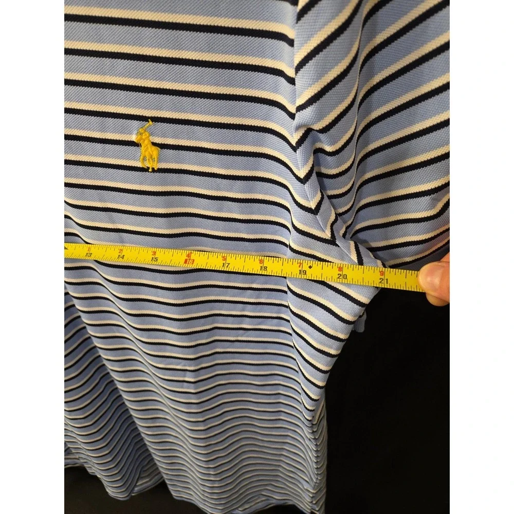 Polo Ralph Lauren Performance Golf Shirt Mens L Blue‎ Stretch Striped NWOT KNIT